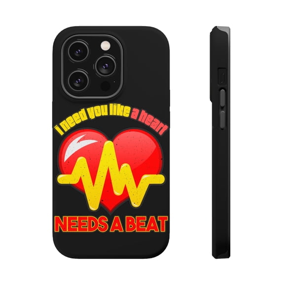 DistinctInk Tough Case for Apple iPhone 15 PRO (6.1" Screen), Compatible with MagSafe Charging - Need You Like Heart Need Beat