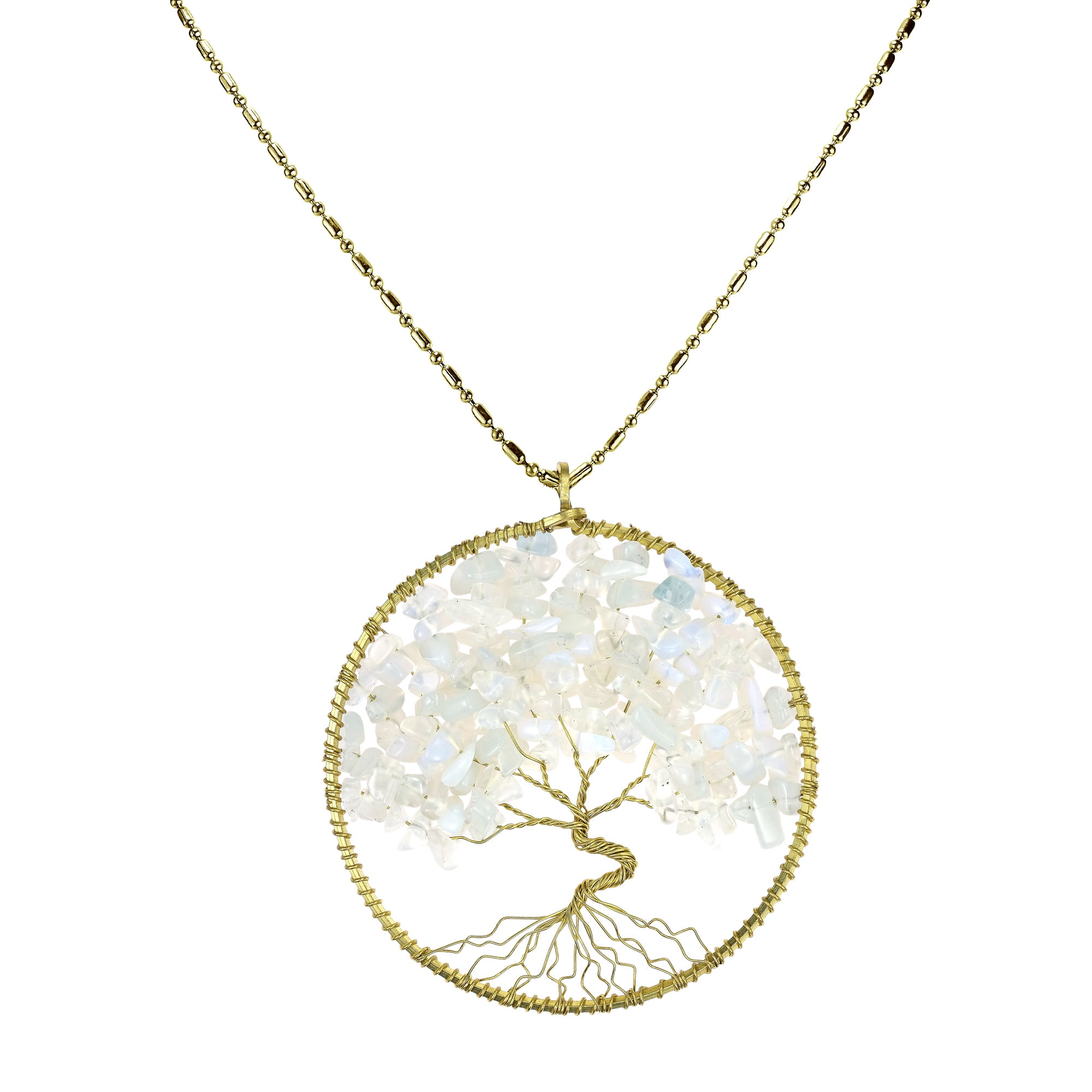 Tree Of Life Brass Round Picture Locket Pendant Statement Necklace 