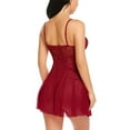 thumbnail image 3 of Lovskoo Women's Nightgown V Neck Chemise Mini Teddy Sleepwear Lace Nightwear Soft Sleepwear for Women Wine, 3 of 4