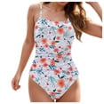 thumbnail image 1 of Huesdet One Piece Swimsuit for Women Bathing Suits Twist Front Cutout Adjustable Straps Ruched Swimwear[Orange,S], 1 of 9