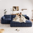 thumbnail image 2 of Muumblus 110" Oversized Modular Sectional Sofa with 2 Movable Ottoman, U Shaped Deep Seat Cloud Couch for Living Room, Navy Blue Chenille, 2 of 10