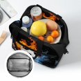 thumbnail image 6 of HUIACONG Practical Lunch Bag for Camping Office, Aluminum Film Material Front Pocket Insulated Lunch Tote, Soccer Ball Fire Water Collision, 6 of 10
