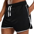 thumbnail image 4 of MRULIC mens shorts Male Summer Sport Splice White Bar Shorts Drawstring Solid Pocket Shorts Quarter Pants Men Casual Shorts Black + 3XL, 4 of 6