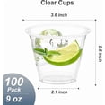 thumbnail image 3 of MY 100 Pack 9 oz Clear Plastic Cups, Sturdy & Food Safe Disposable Plastic Cups for Wine Cocktail Punch, 3 of 7