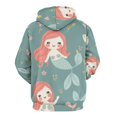 thumbnail image 3 of Cute Mermaid Floral Pattern 3d Sweatshirts Hoodie Fashion Casual Personality Men's Women Street Hoodie Pullovers Long Sleeve Comfortable Top, 3 of 6