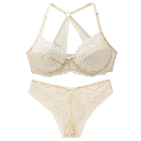 

Floleo Clearance Ladies Lingerie Set Sexy Lace Sling Bra And Panties Summer Thin Lingerie Set Deals