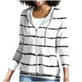 thumbnail image 6 of Htigea Striped Hoodies for Women Full Zip Up Hooded Long Sleeve Trendy Slim Fit Sweatshirts with Pockets White XL, 6 of 9