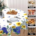 thumbnail image 4 of Blue and White Floral Tablecloth Round 60 Inch Spring Summer Yellow Sunflower Table Cloth Farmhouse Navy Blue Flower Table Cover for Kitchen Dinner Room Holiday Party Indoor Outdoor Home Decor, 4 of 7