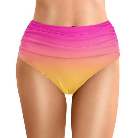 RUTAYY Swimwear Women High Waist Bikini Bottoms Swim Briefs Beach Shorts Ruched Bottom High Cut Swim Bottom Full Coverage Bottom Sports Shorts Swimbottom Pool Swim Wear