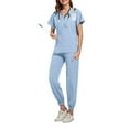 thumbnail image 2 of Scrubs Sets for Women 2 Piece 2026 Spring Summer V-Neck Scrub Top & Jogger Scrub Pants Stretch Nursing Workwear Quick Dry Medical Uniform Suits with Pockets Light Blue XL, 2 of 5