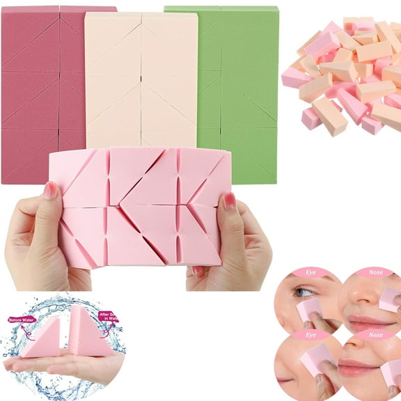 Tutuviw 48Pcs Cosmetic Puff Powder,Blender Makeup Foam Wedges Shaped,Soft Cosmetic Sponges for Blending FoundationConcealer for Costume Festival Makeup,Foundation Beauty Tools (4 Color)
