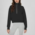 thumbnail image 3 of SAATLERI Cropped Zip Up Hoodie Women Half Zip Long Sleeve Kangaroo Pullover Loose Fit Fall Sweatshirts 2025 Fashion Classical Tops, 3 of 3
