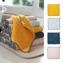 Household Kitchen Dishwashing Cloth, Thick Super Absorbent Hand Towel, No Lint No Oil Rag, for Washing Dishes, Countertops, and General Cleaning, Blue, by FAJHHA