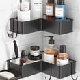 thumbnail image 1 of Estante de ducha con ganchos, organizador adhesivo sin perforaciones, resistente al óxido y al agua, almacenamiento multiusos para baño y cocina (2 piezas), 1 of 6