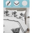thumbnail image 4 of Black Grey Tulip Full Size Down Alternative Comforter, Lightweight Comforter Quilt Bedding Set with Pillow Shams Flower Floral Modern Minimalist White All Seasons Bed Comforter Duvet Insert 78"x90", 4 of 7