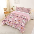 thumbnail image 2 of Catabedysis Floral Camping Full Size Comforter Sets For Girls,Vintage Camper Pattern Bedding Comforter Set,Pink White,Pink Reversible,3pcs,1 Comforter and 2 Pillowcases, 2 of 7