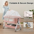 thumbnail image 6 of 5-in-1 Folding Baby Bassinet,6-Height-Adjustable Crib with Lockable Wheels,Changing Table(Pink), 6 of 10