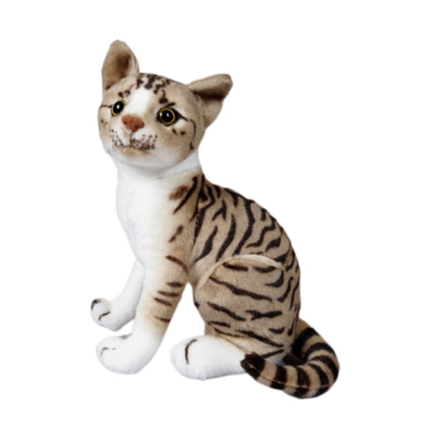 Juguete de peluche de gato, animal de peluche de gato, cara expresiva, abrazable, gato de peluche realista gris 25 cm