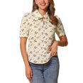 thumbnail image 1 of BLUSA CHIC para Mujeres con Cuello Caído, Cuello Abierto, Mangas Abullonadas, Camisa de Chifón M Color Albaricoque Blanco, 1 of 5