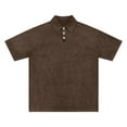 thumbnail image 4 of Adult Mens Polo Shirts Short Sleeve Button Tees Shirts Loose Fit Brown Men Clothes, 4 of 4