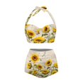 thumbnail image 3 of Suhoaziia Vintage Sunflower Bikinis for Women Plus Size Comfortable Skin-Friendly High Waist Bikini for Teenage Girls Backless Crisscross Lace Up Tankini Swimwear Size S, 3 of 6
