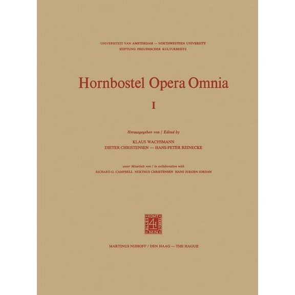 Hornborstel Opera Omnia Hornbostel Opera Omnia, Book 1, (Paperback)