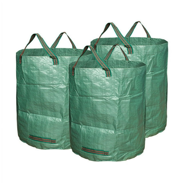 Paquete estándar de 3 bolsas de jardín de 32 galones con guantes de jardinería recubiertos, bolsas de hojas reutilizables, bolsas de basura para podar plantas de jardinería