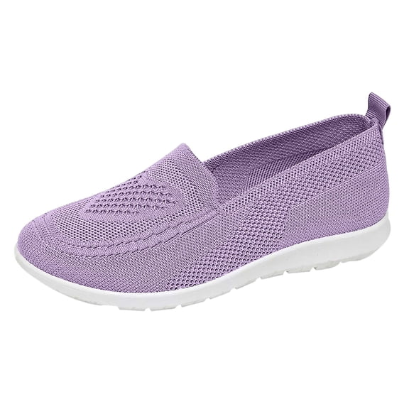 oqasdz Women Casual Shoes Plus Size Slip On Close Toe Mesh Breathable Flat Bottom Walking Shoes Solid Color Comfort Trendy Versatile Summer Outdoor