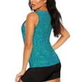thumbnail image 3 of Easygdp Blue Green Glitter Women's Workout Tank Top, Running Top, Hiking Shirt, Quick-Dry for Running, Yoga, Hiking - X-Large, 3 of 9