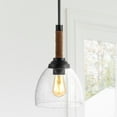 thumbnail image 5 of JONATHAN Y Alys 7.63" Adjustable Rope-Wrap Modern Rustic Iron/Glass LED Pendant, Black, 5 of 9