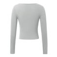 thumbnail image 4 of Gyexs Womens Long Sleeve Henley Shirts V Neck Button Tight Slim Fitted Top Going Out Tees 2025 Fall Winter Trendy Clothes Light Gray, Size M, 4 of 4