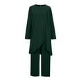 thumbnail image 4 of Yufatyle Pants Sets Women 2 Piece Outfits Long Sleeved Crewneck Front Split Loose Top Casual Pants Set Army Green L, 4 of 6