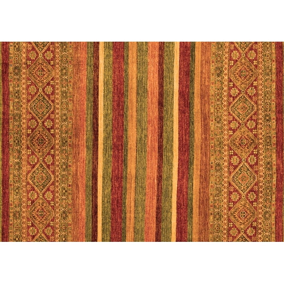Ahgly Company Indoor Rectangle Abstract Orange Modern Area Rugs, 8' x 12'