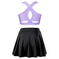 thumbnail image 2 of YUUMIN Girls Dance Tank Top with Dancing Flowy Skirt Set Ballet Gymnastics Dancewear 2 Piece Sports Lavender&Black 10, 2 of 6