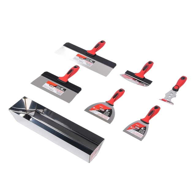 Putty Tools, Ergonomic Stainless Steel Blade Drywall Hand Tool Kit with Hanging Hole for Construction