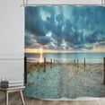 thumbnail image 2 of Ocean Beach Shower Curtain 72Wx72H Sunset Summer Sunrise Hawaiian Scenic Blue Sky Seaside Cool Sea Landscape Sand Decor Fabric Bathroom 12 Pack Plastic Shower Hooks, 2 of 6
