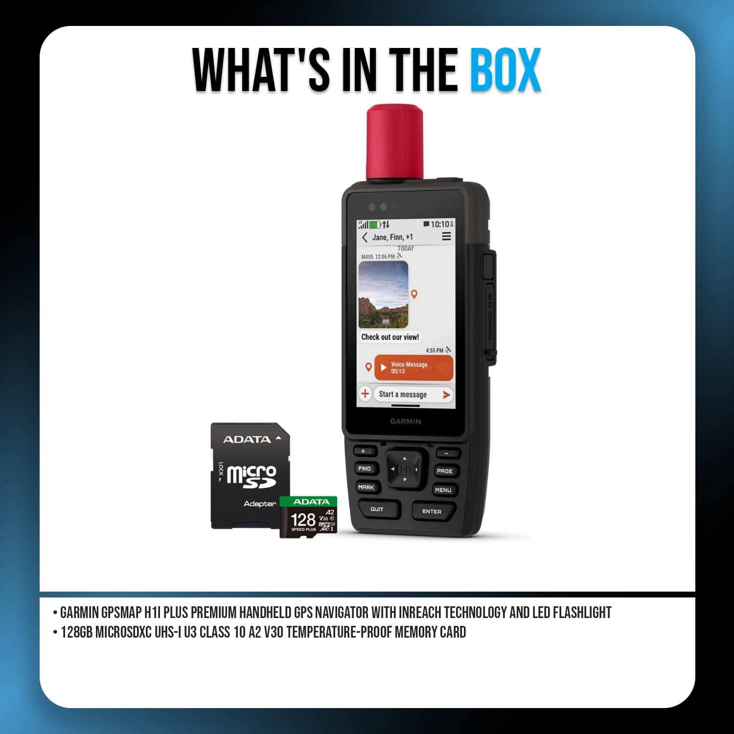 Garmin GPSMAP H1i Plus Premium Handheld GPS Navigator with inReach Technology Bundle with 128GB MicroSD Card (2 Items)
