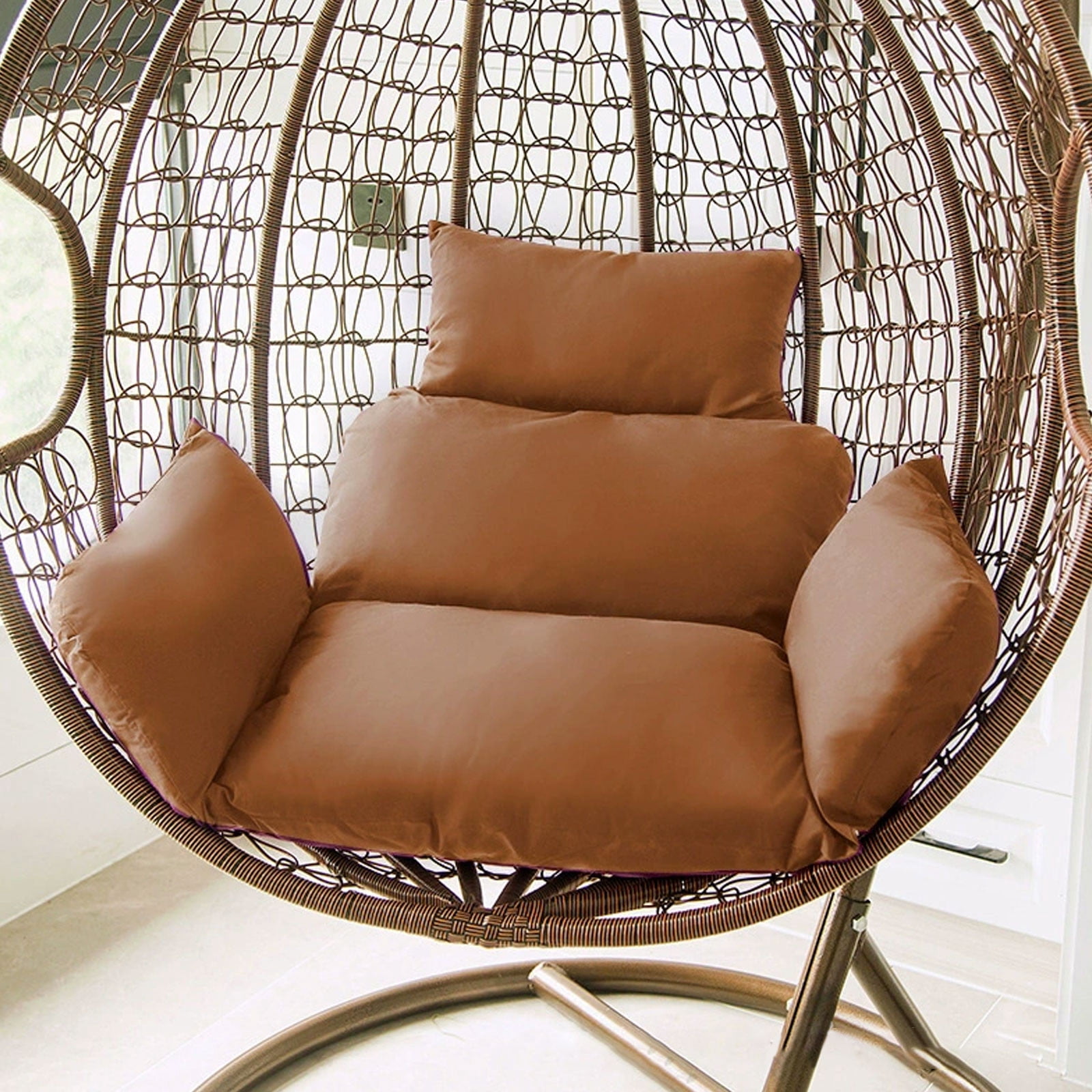 LEHOZIHEQ Chair Cushion, Outdoor Hanging Egg Chair Cushion Replacement, Indoor Outdoor Hammock Basket Swing Cushion with Headrest