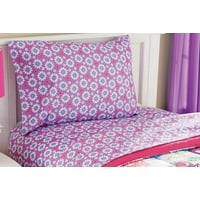 Mainstays Kids Purple Daisy Coordinating Printed Sheet Set