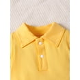 thumbnail image 5 of Mikrdoo Newborn Boys Outfits Summer Solid Color Turn-down Collar Romper Tops Plaid Suspender Pants 2Pcs Clothes,As Gift, 5 of 10