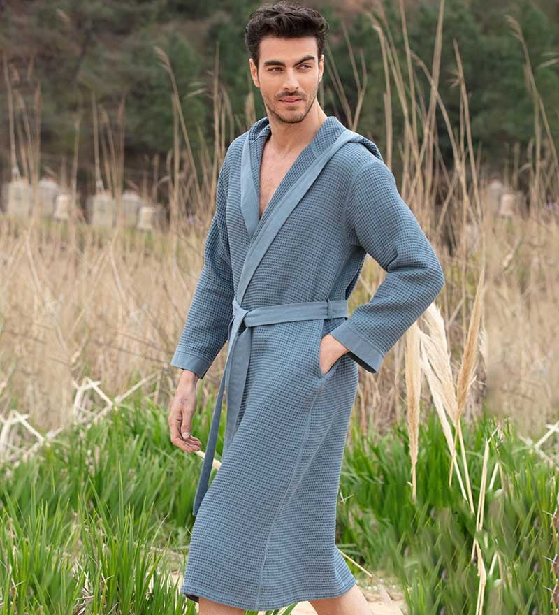 mens cotton waffle dressing gown