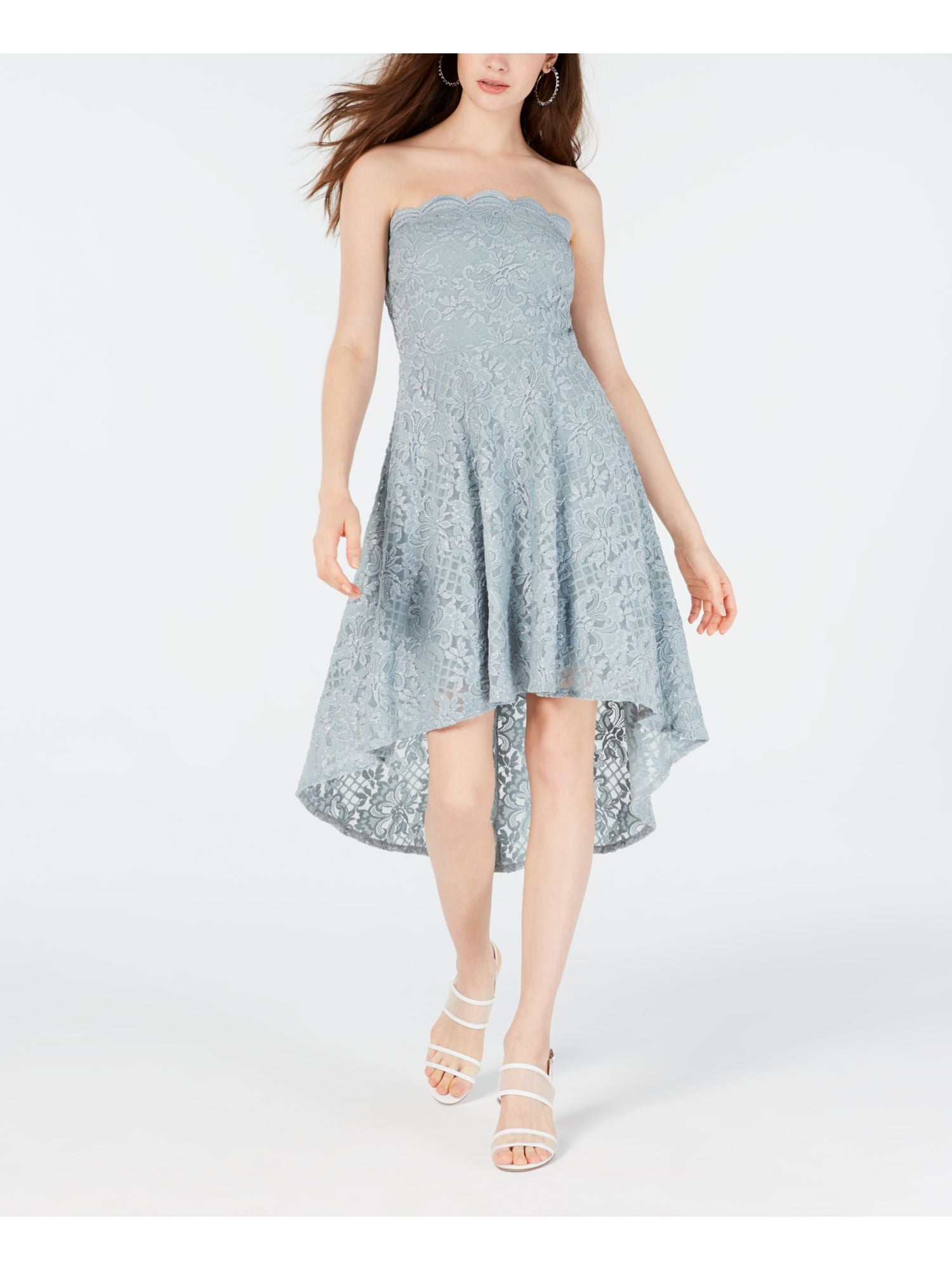 Junior A-Line Dress High Low Lace 