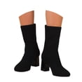 thumbnail image 3 of WEAIXIMIUNG Over The Knee Boots Ladies Fashion Breathable Color Knitted Mesh Round Thick High Heel Short Boots, 3 of 9