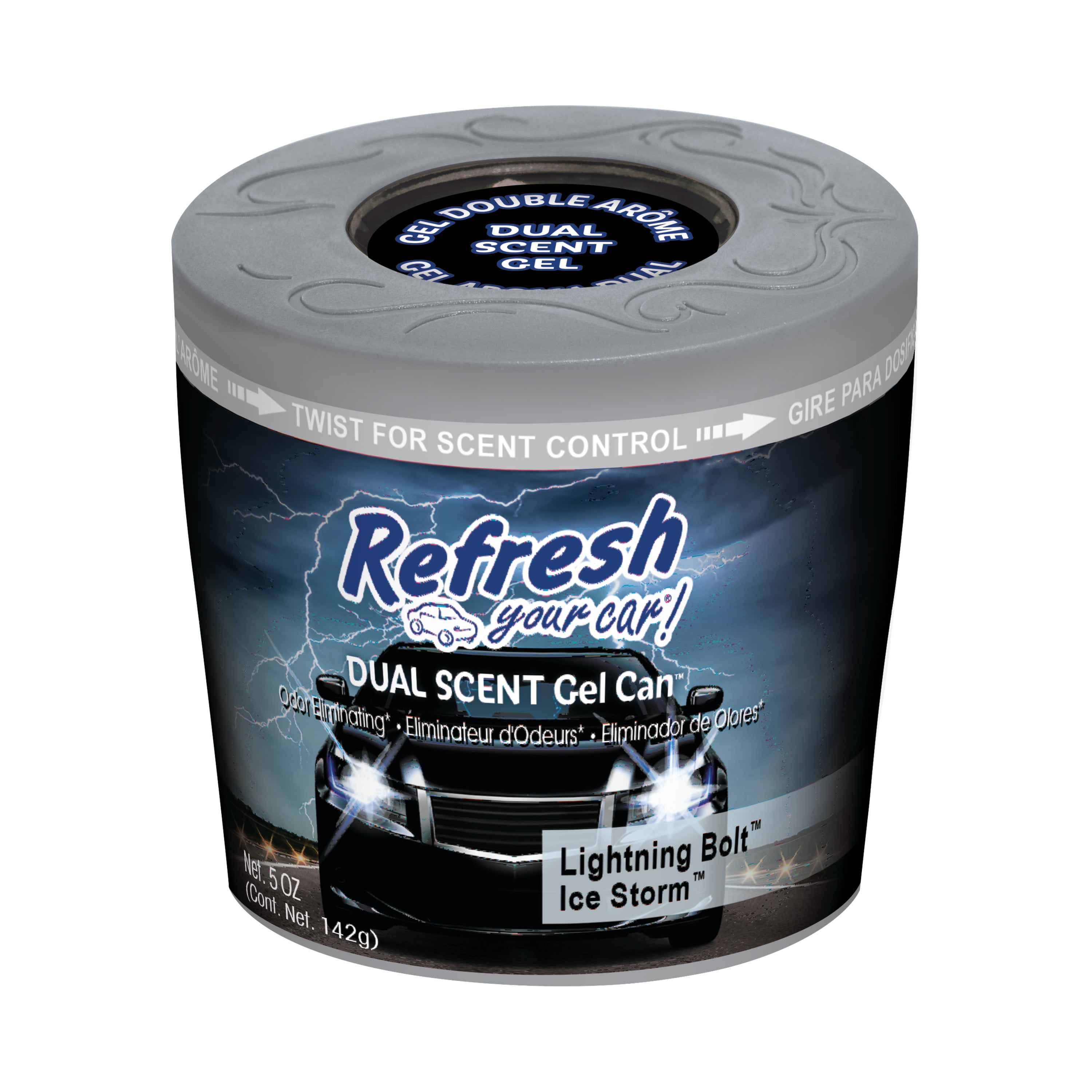 Refresh Your Car! Gel Can (Lightning Bolt/Ice Storm Scent, 5 oz)