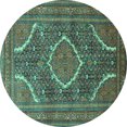 thumbnail image 1 of Ahgly Company Indoor Round Medallion Turquoise Blue Traditional Area Rugs, 5' Round, 1 of 4