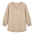 thumbnail image 4 of Warop Women's V Neck 3/4 Sleeve Tops Solid Color Ruched Basic Business T Shirts Casual Loose Pullover Blouses, 4 of 5