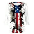 thumbnail image 4 of FAVIPT Women Fourth July Shirts Red Blue and White Tie Dye Print Tees 3/4 Sleeve Crew Neck Blouses Casual Trendy Summer 2025 T Shirt Multicolor,XXXL, 4 of 4
