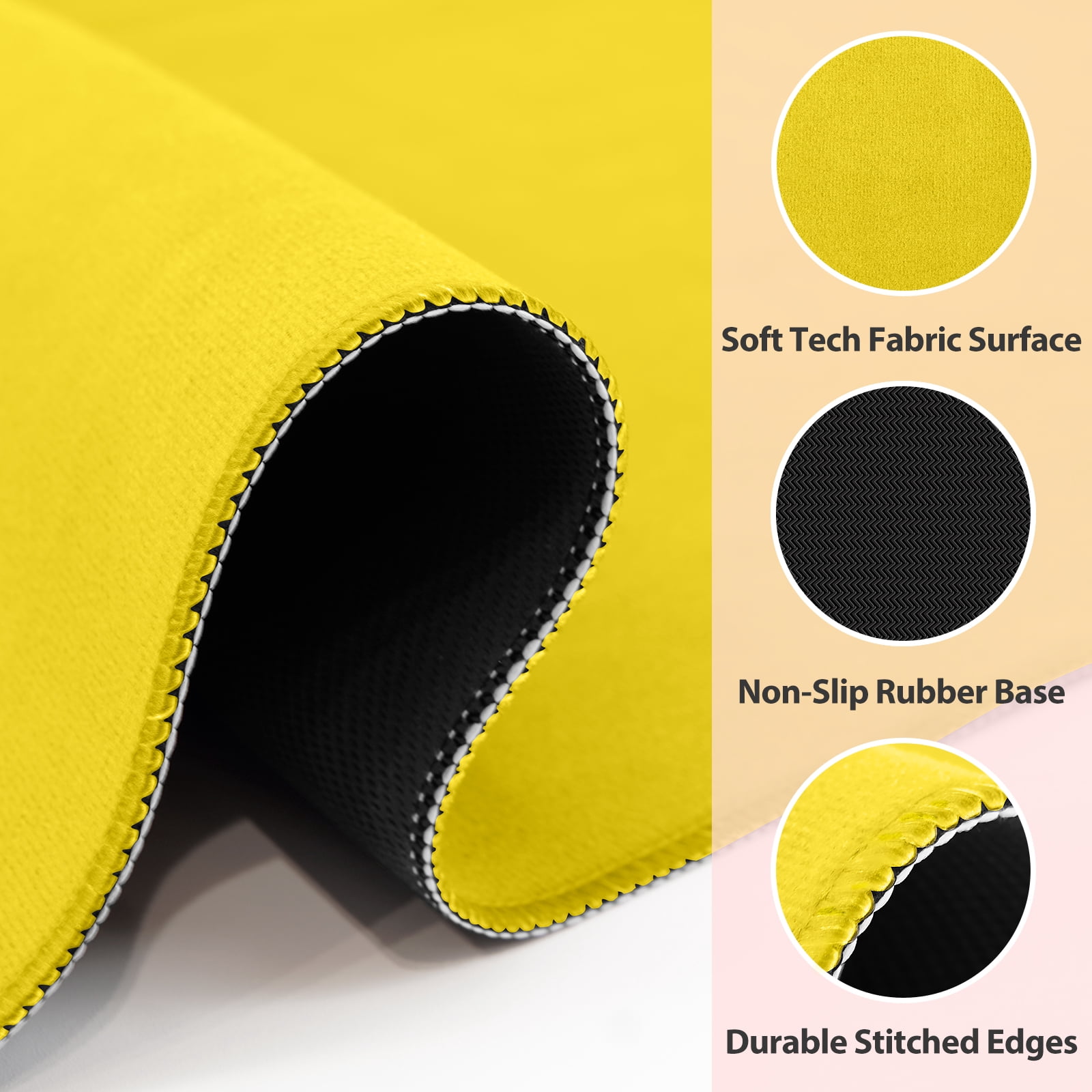 AzulHome Anti-Slip & Noise Reducing Mahjong Table Cover - Multi-Game Mat for Poker, Cards, Dominoes with Carry Bag (Yellow)