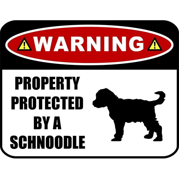 PCSCP Warning Property Protected by a Schnoodle (SILHOUETTE) 11.5 inch x 9 inch Laminated Dog Sign