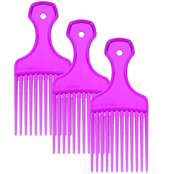 3PCS Peine de masaje del cuero cabelludo Peine portátil para el cabello Cepillo de pelo de plástico con orificio para colgar (púrpura)